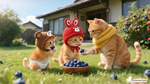 Little Brother Kitten Panics as Fur Suddenly Changes Color, Comforted by Mama and Ginger Sister