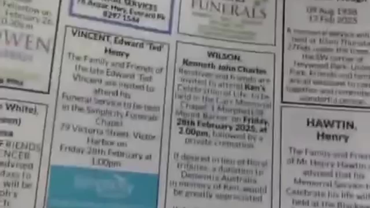 South Australia Weekly Death Notices!!!