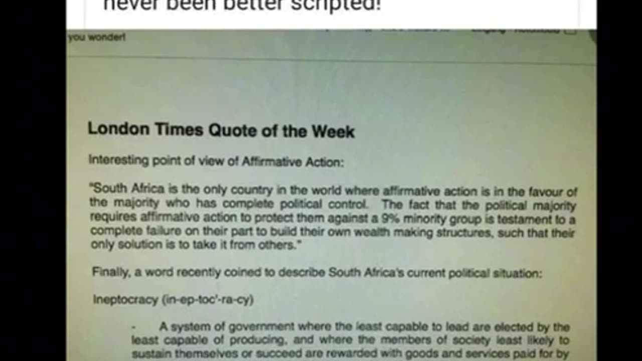 South Africa's Affirmative Action in favour of... the majority