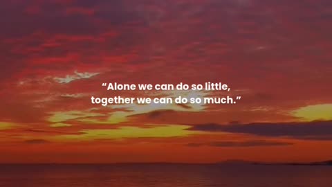 Alone we can do so little, together we can do so much.