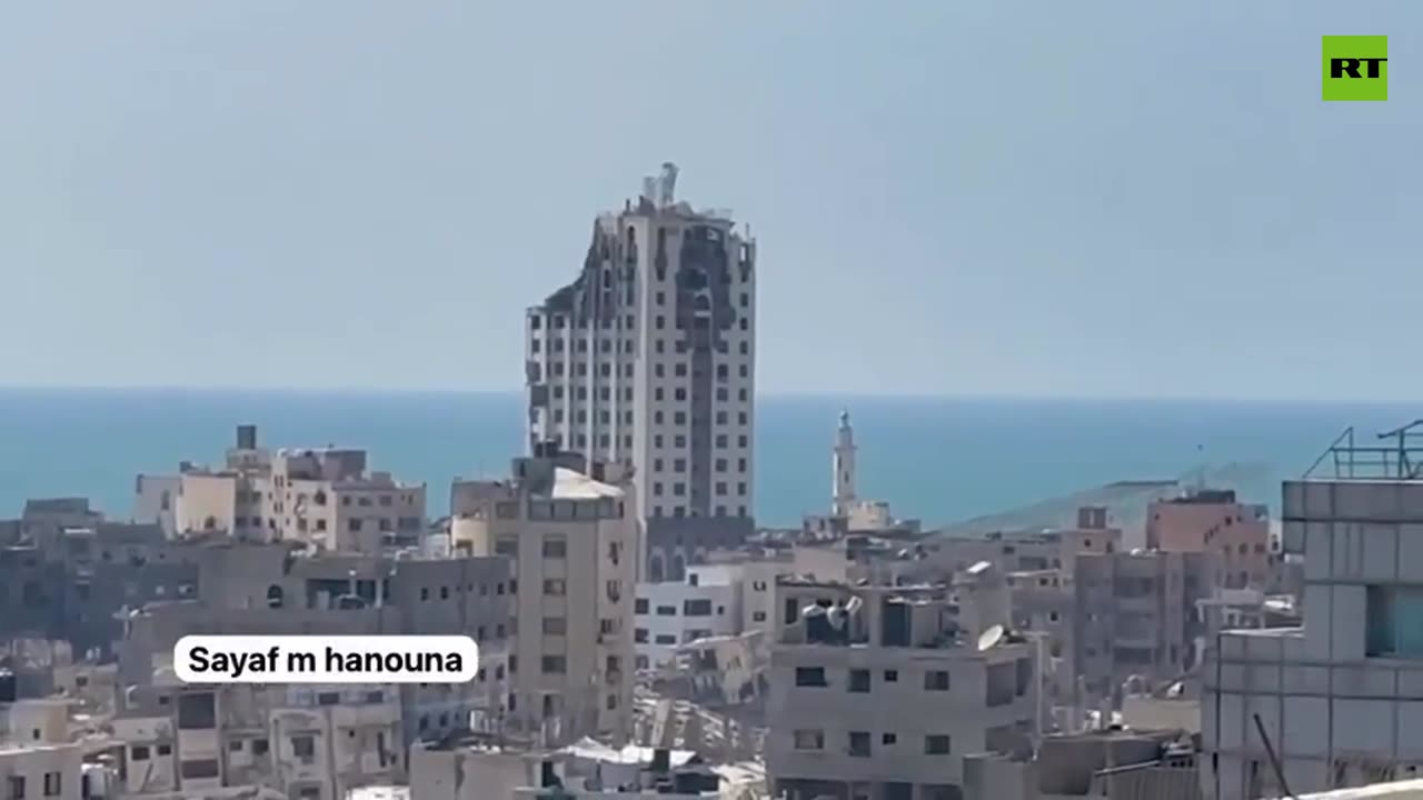 Israel’s double airstrike sent a multi-story building in Gaza crumbling to the ground