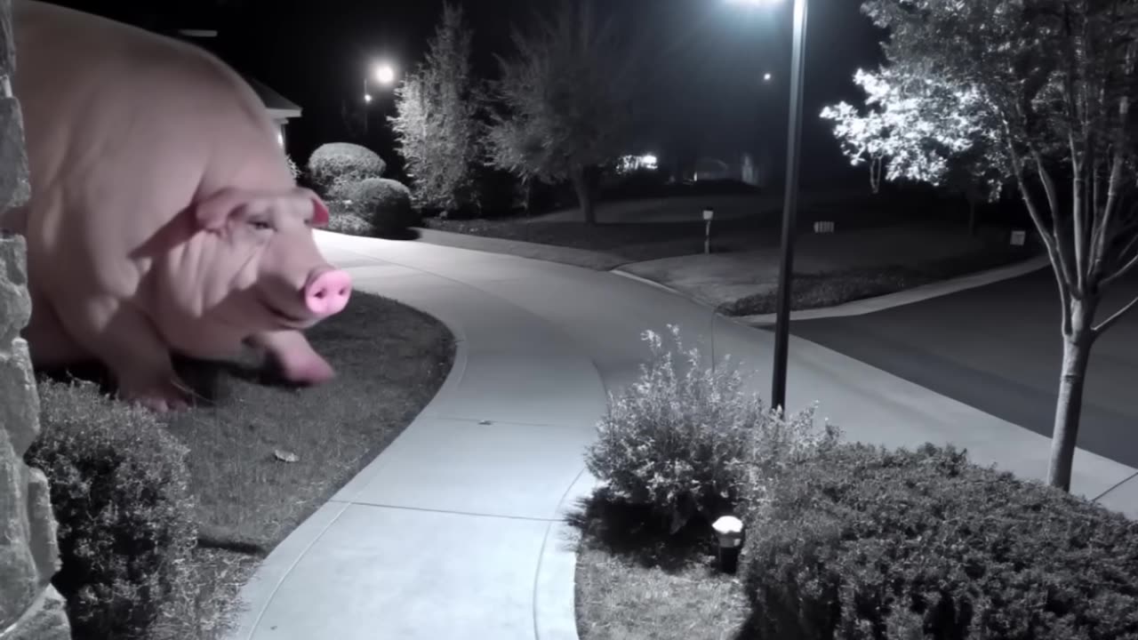Giant pig caught on CCTV camera