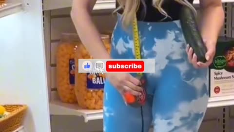 Funny Supermarket Challenge: Woman Checks the Size of Veggies!