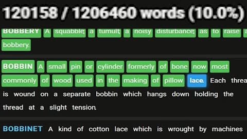 10% (Reading Entire Dictionary Live)