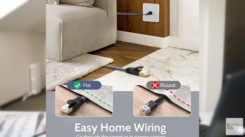 Cat 7 Ethernet Cable - Flat Design, Easy Install, Nylon Braided, More Durable Hi