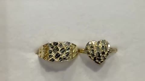 Real 10K Gold Couple Nugget Rings Set