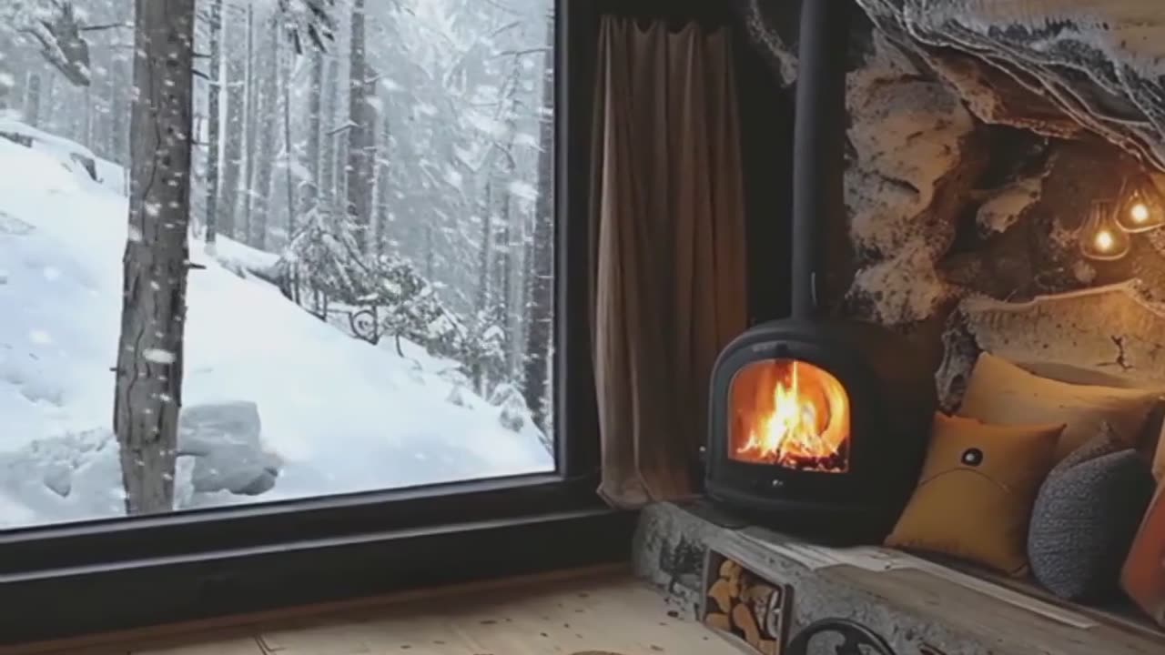 Winter Wonderland Getaway, Cozy Cave with Snowy Views.