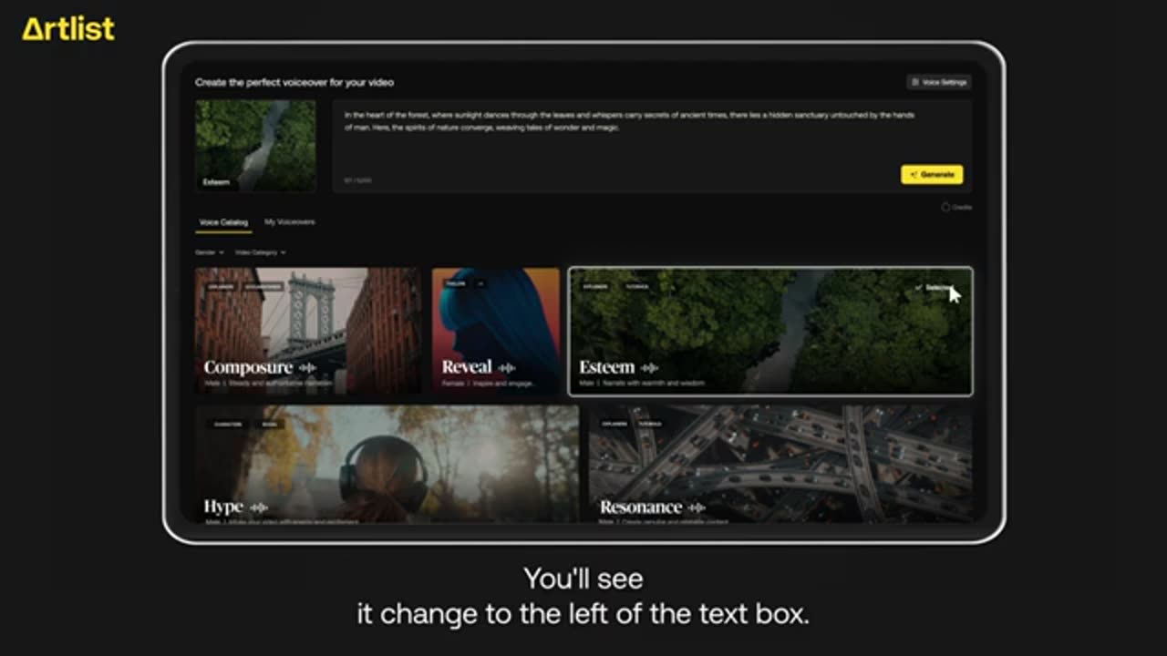 See how to create high-quality AI voiceovers for your videos with Artlist