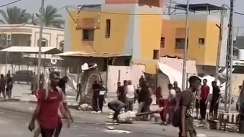 Deir al Balah, Gaza, today - Hamas took over the aid trucks!
