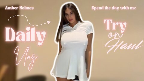 4K White Long Flared Polo Shirt Top Try on Haul with Amber | See Through 🥵