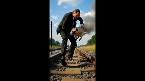 📹 PUG Left on Train Tracks… What Happens Next 😳 #AI #aimovie → 👤 #Lionardium →