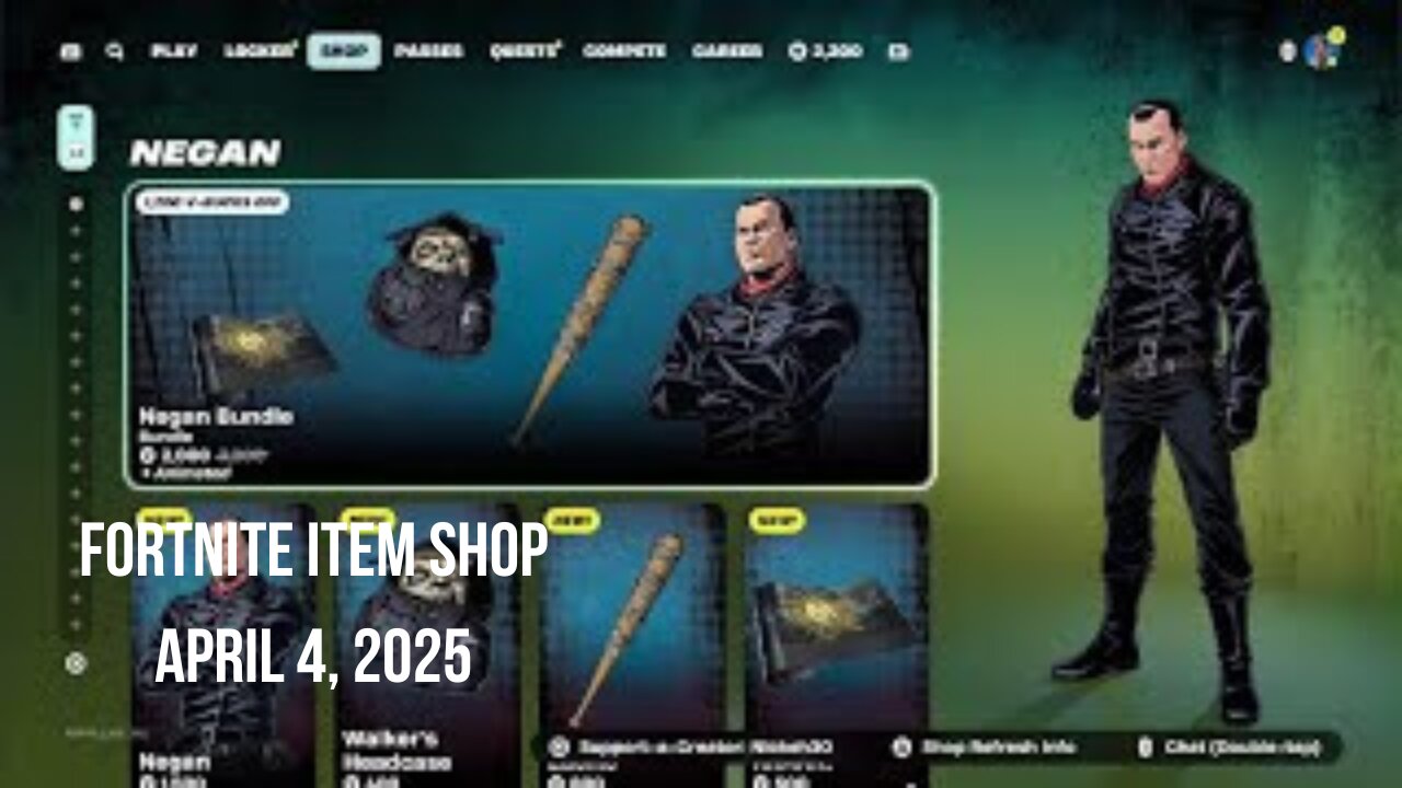 Fortnite Item Shop|April 4, 2025(*New* Negan Bundle & Swag Surfin' Emote)