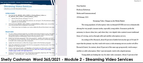 Shelly Cashman Word 365/2021 | Module 2: End of Module Project 1 | Streaming Video Services