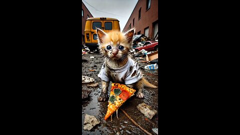 hungry and poor cat struggle