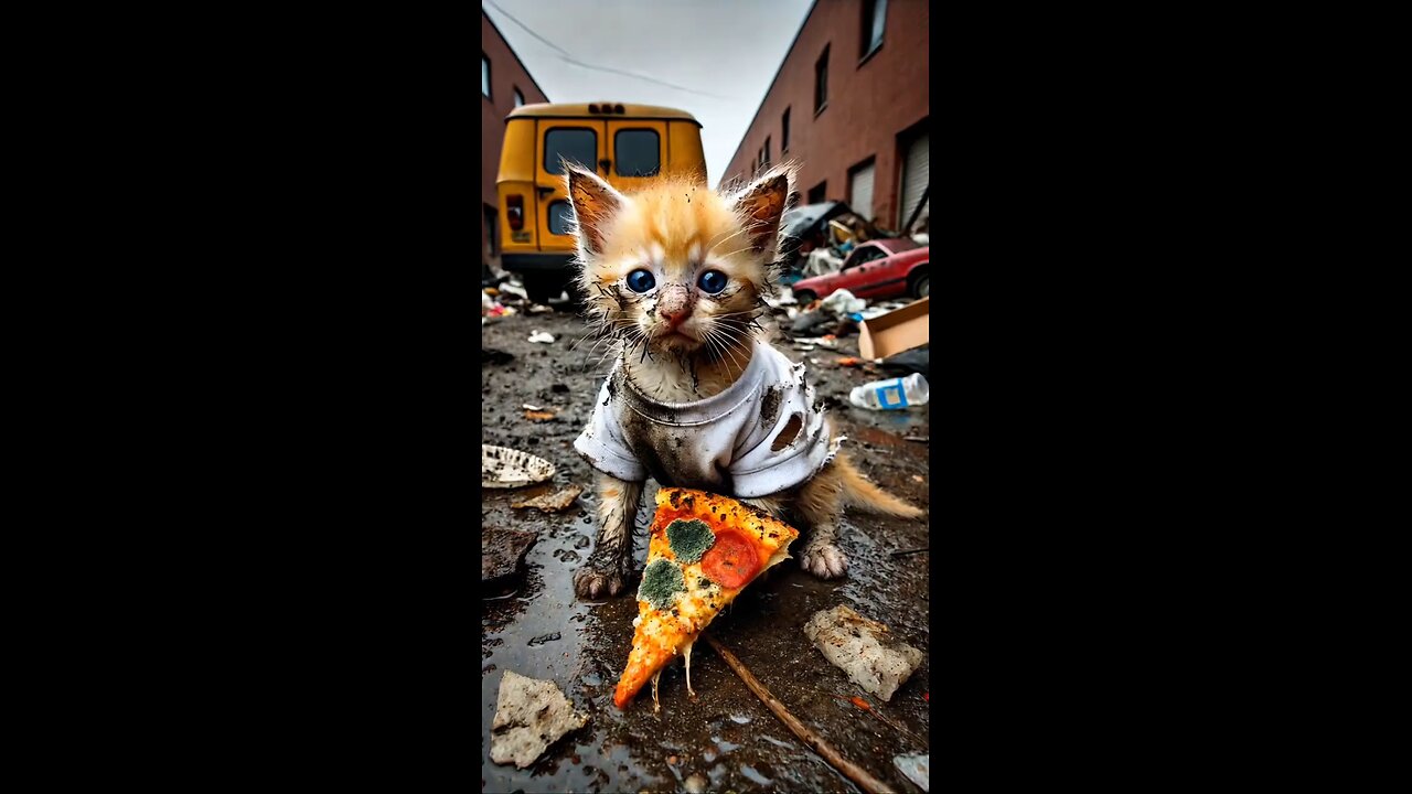 hungry and poor cat struggle