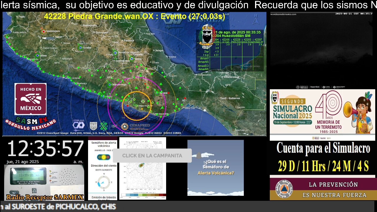 SISMO Magnitud 4.7 31 km al SUROESTE de RIO GRANDE, OAX 21/08/25 00:35:23 #noameritoalerta #sasmex