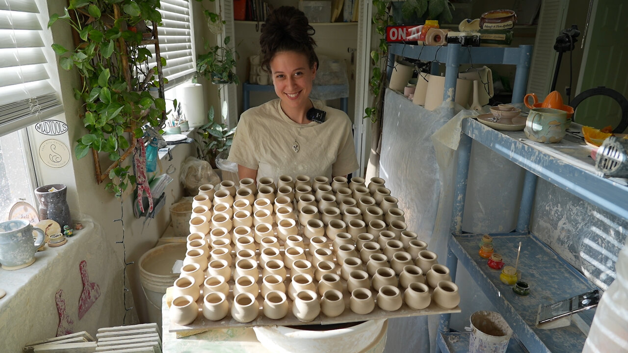 Throwing 100 Mini Jars on a Pottery Wheel