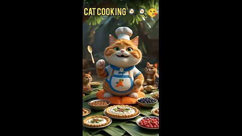 cat cooking 🍳🍳🍳
