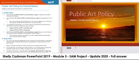 Shelly Cashman PowerPoint 2019 | Module 3: End of Module Project 1 | Public Art Policy