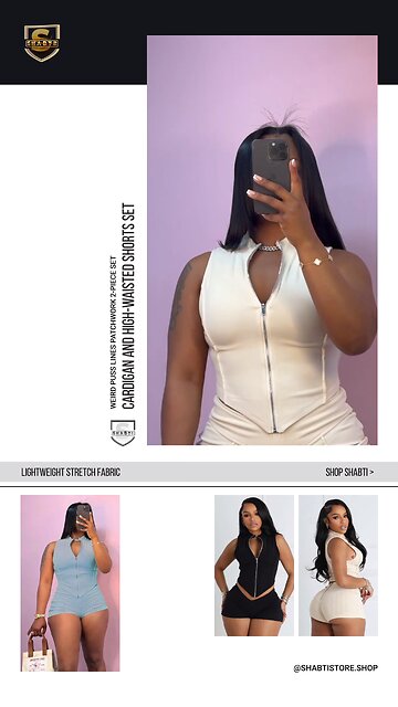 Zipped Up Cardigan and High-Waisted Shorts Set – Crop Top with Slim Fit Peach Hip Shorts