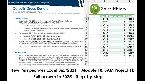 New Perspectives Excel 365/2021 | Module 10: SAM Project 1b | Corvallis Group Restore (Update 2025)