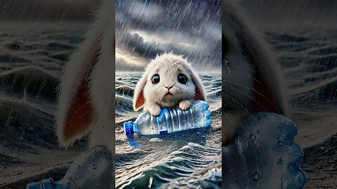 A little rabbit floating in the middle of a heavy rainstorm #RabbitRescue #CuteAnimals #Anik