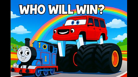 Big Red Mask Lightning McQueen Giant Wheel Monster Truck VS Train