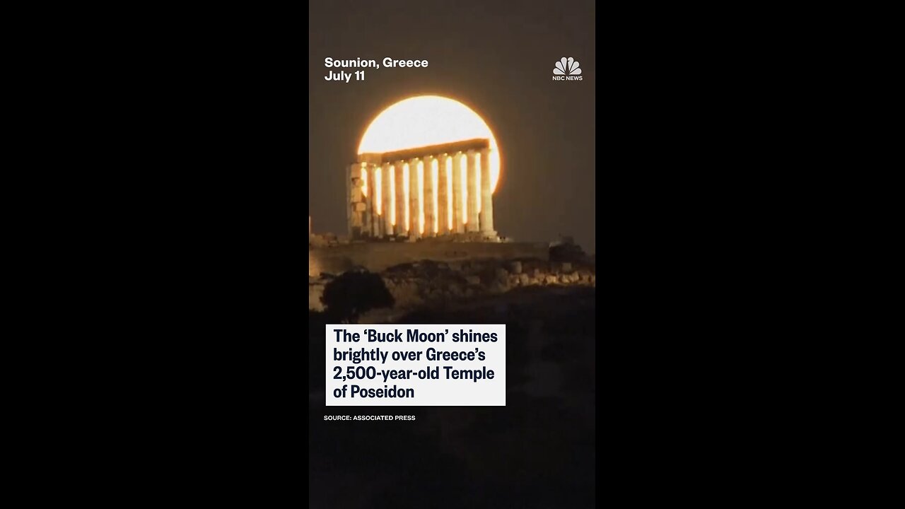 The 'Buck Moon' rose over the 2,500-year-old Temple of Poseidon in Greece.
