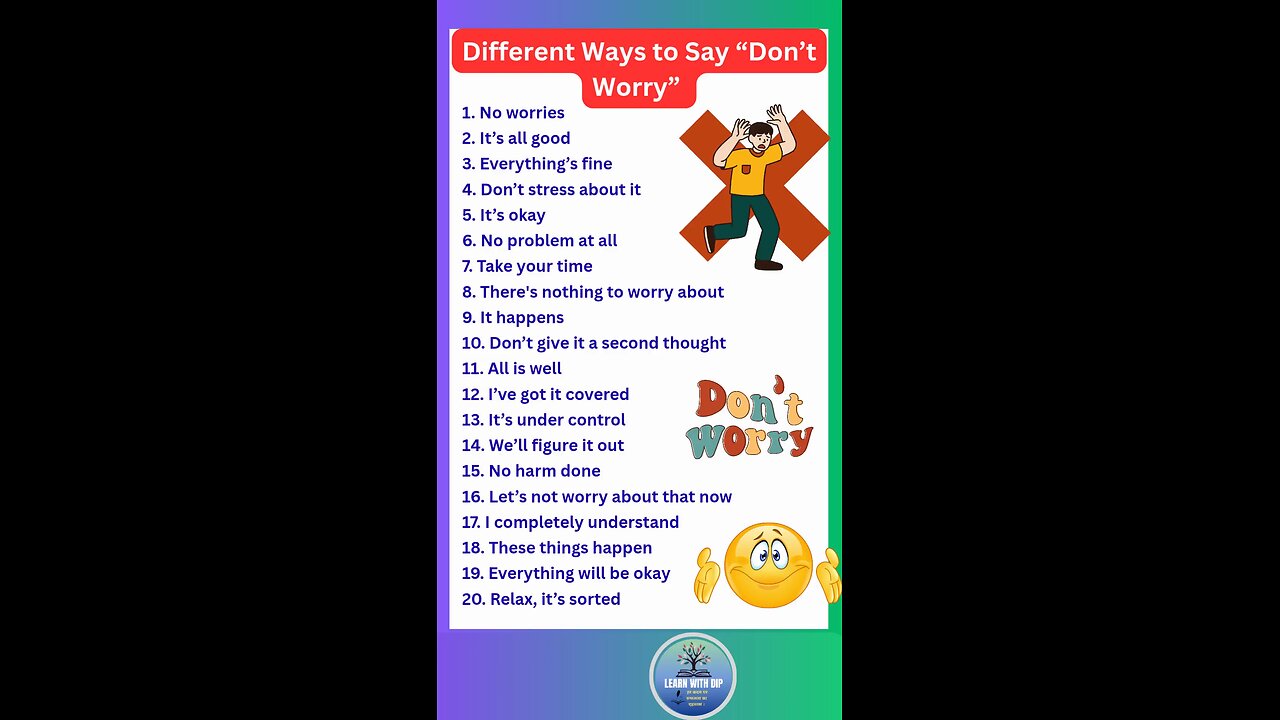 Different ways to say Don't Worry in American and British English #english #ielts #shorts