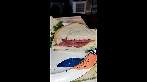 Eating Sterling Salami, Dearborn Italian Bakery, Dbn, MI, 8/13/25