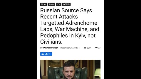 Russian Says Attacks Targetted Adrenchome Labs & Pedophiles in Kyiv, not Civilians.
