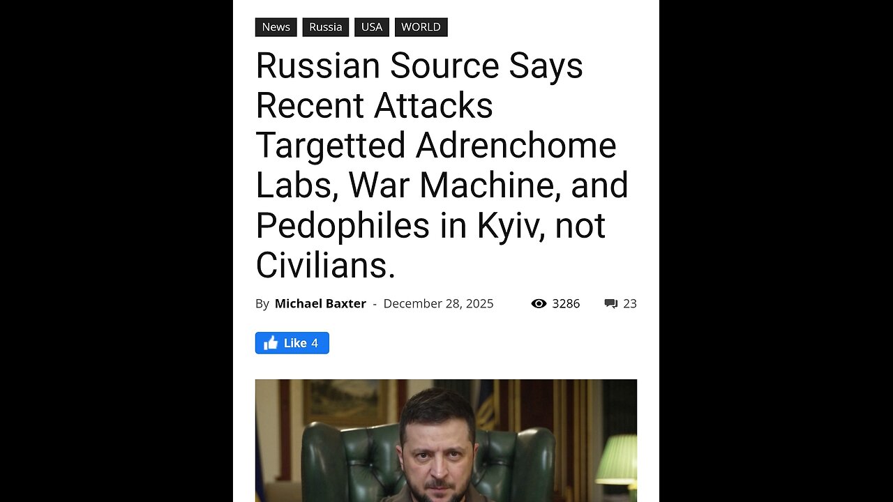 Russian Says Attacks Targetted Adrenchome Labs & Pedophiles in Kyiv, not Civilians.