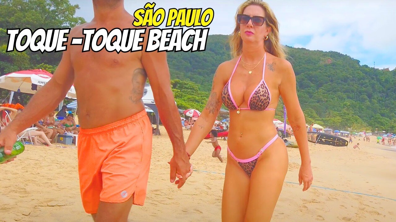 🌴☀️Walking on Toque Toque Pequeno Beach 🌊🔥São Paulo, Brazil