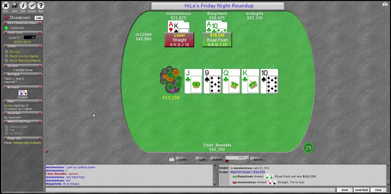 Royal Flush hand # 27