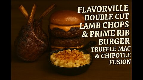 FlavorVille Double-Cut Lamb Chops & Prime Rib Burger with Truffle Mac & Cheese