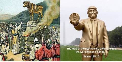 12 Foot Tall Golden Statue Of President Trump Holding Golden Bitcoin Erected Outside Capital!