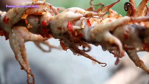 Cooking Octopus recipe for food eating delicious, Primitive survival skills ep 05 10:13