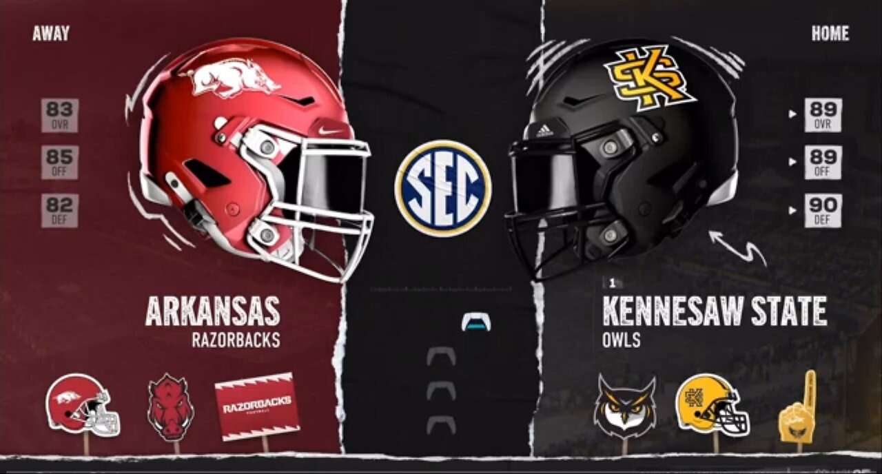 S5 Rebuild Kennesaw State vs Arkansas: Less than 25 yards passing in the half!