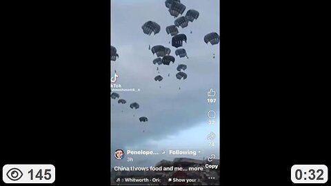 🙏 🇨🇳 China Parachutes 🪂 in Relief to the People in Gaza Who Are Suffering!!!!