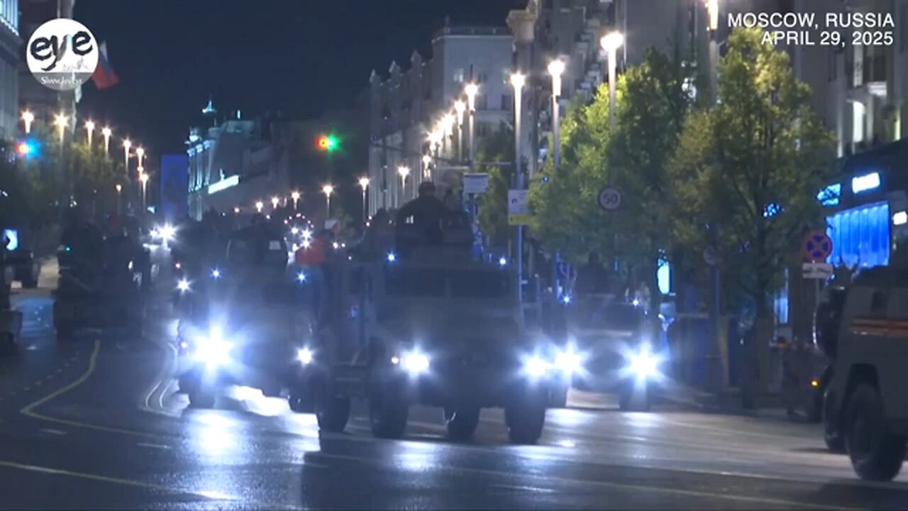 Military hardware shown in Central Moscow for 1st rehearsal for WWII anniversary parade