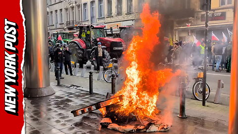 Farmers storm Brussels with tractors as fiery protest erupts outside Parliament