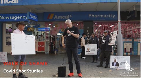 WALK OF SHAME - Covid Shot Studies, Outside Harmacity