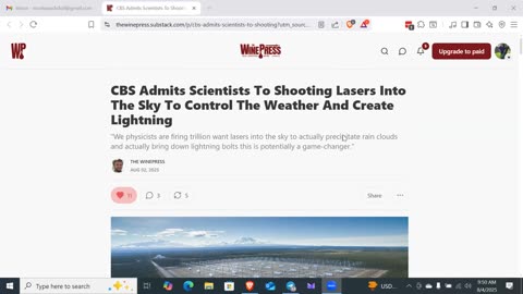 CBS Admits Shooting Lasers Into The Sky To Control The Weather And Create Lightning