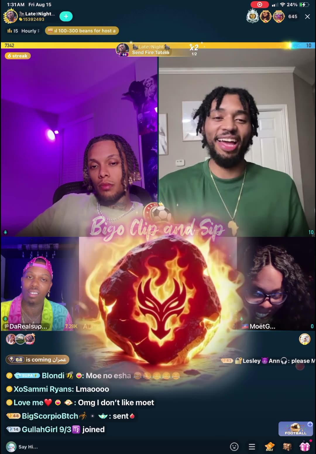 Team PK Late Night Supa Liyah Pablo Storm Moet Liyah vs Storm pt1 8/15/25 #bigoclipandsip