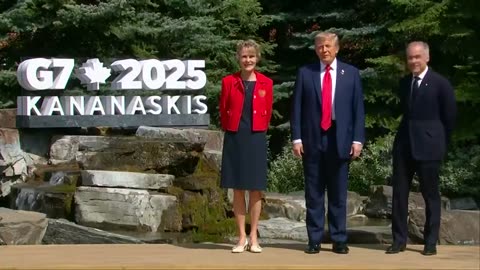 President Trump is officially welcomed by Canadian Prime Minister Mark Carney to the G7 Summit