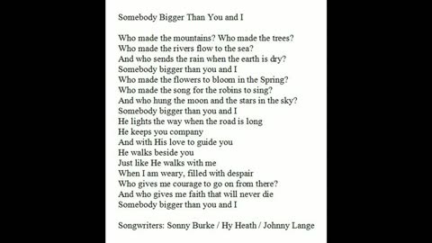 Before 2005 SOMEBODY BIGGER THAN YOU AND I by SRM
