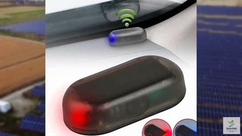 2 Pack Car Solar Power Simulated Dummy Alarm Warning Anti-Theft LED Flashing Sec