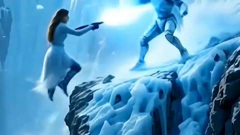 Ai girl vs ai ice monster fight