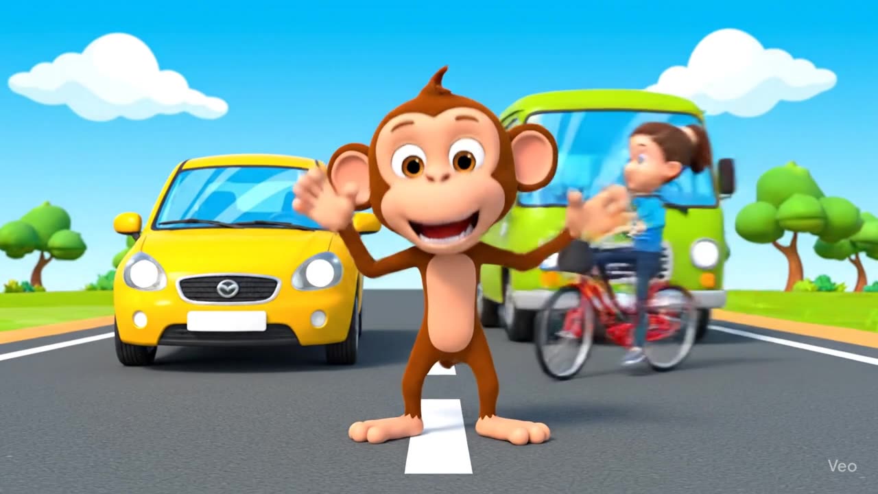 cheeky monkey on the road