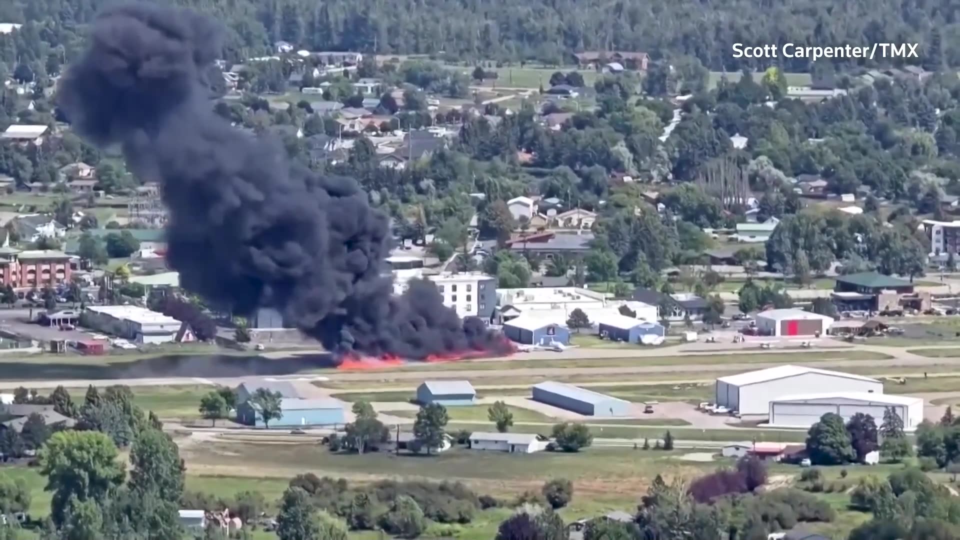 Small planes collide in Montana engulfing runway in flames